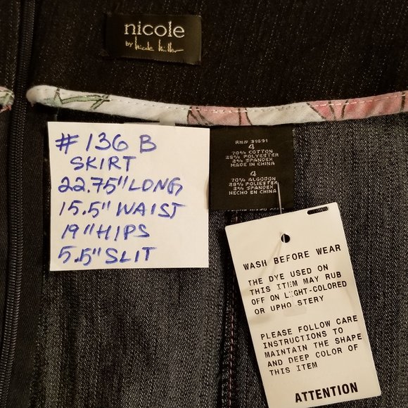 ✅#136B NWT Nicole by Michelle Miller Denim Skirt 4 - Picture 13 of 13